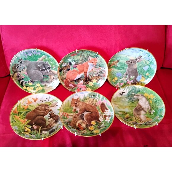 Woodland Creatures Plates Set Of 6 Kaiser For Hamilton Collection #s 2-5, 7, 8 - Picture 1 of 14